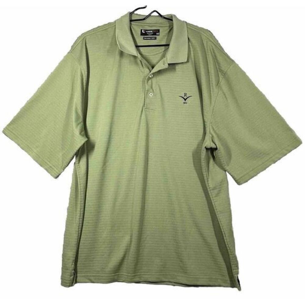 Men's Links‎ Tech Techno Dry Polo Size 2XL Green  Stripes
